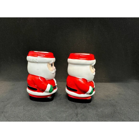 Vintage Handmade Santa Christmas Set Candle Holder Napkin Ceramic Clay Taper - Picture 5 of 14